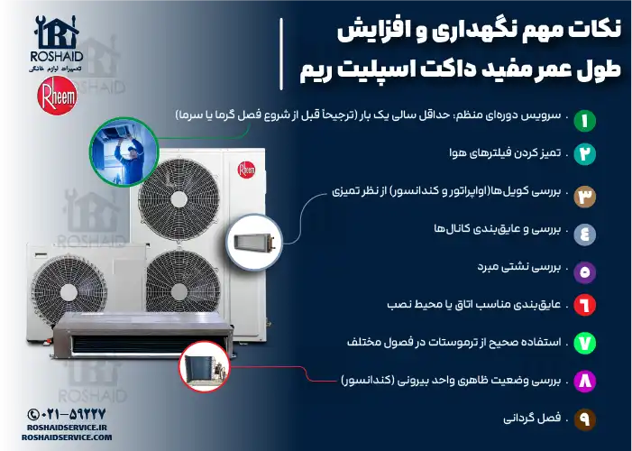 نکات مهم نگهداری و افزایش طول عمر مفید داکت اسپلیت ریم
